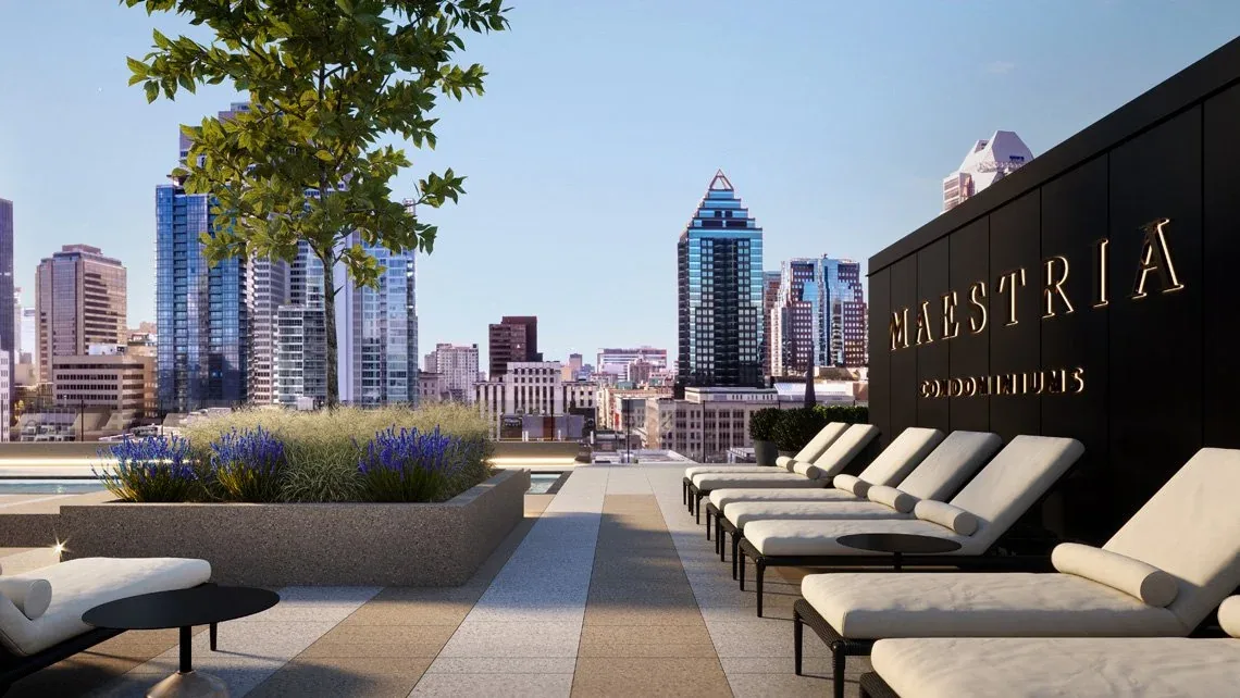 Maestria rooftop terrace overlooking Montréal’s Quartier des Spectacles