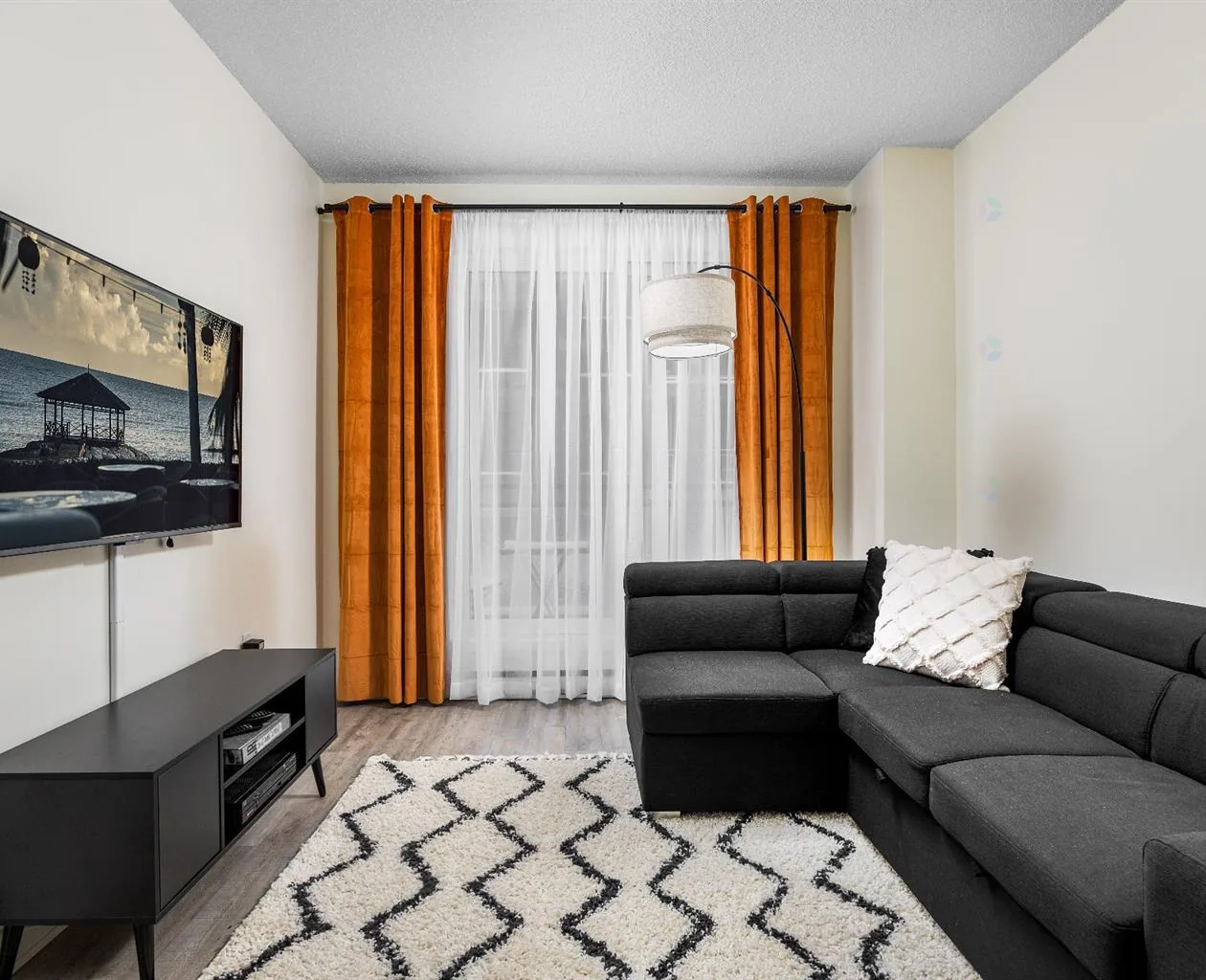 Le Conrad residence on Boulevard Angrignon in LaSalle, with a balcony-facing living room